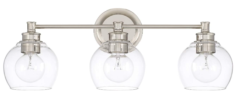 Capital Lighting 121131PN-426 Mid-Century Clear Glass Bath Vanity Wall Mount, Polished Nickel