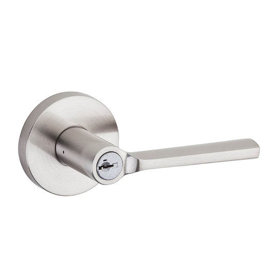 156LSL-RDT15-SMT - Kwikset Lisbon Satin Nickel Round Keyed Entry Lever