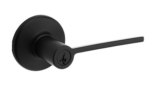 405LRL-514 - Kwikset Ladera Matte Black Round Rose Entry Lever