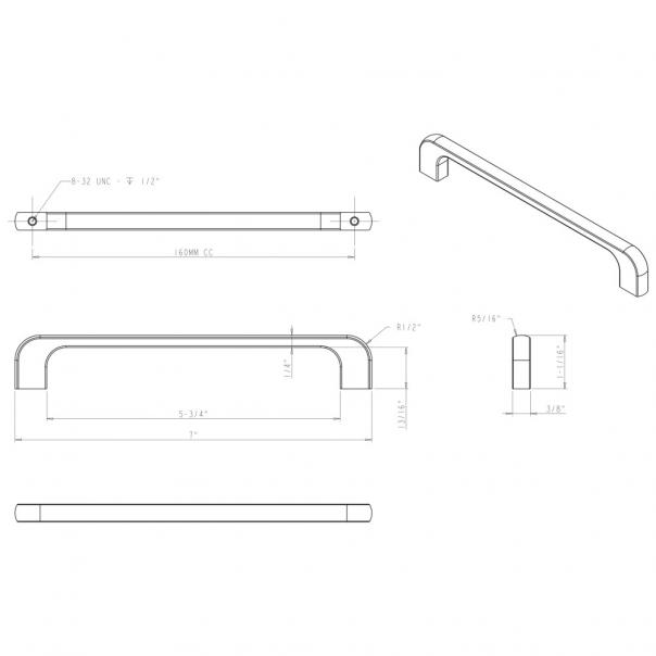 Hardware Resources 264-160SN Alvar 160mm Center to Center Cabinet Pull, Satin Nickel