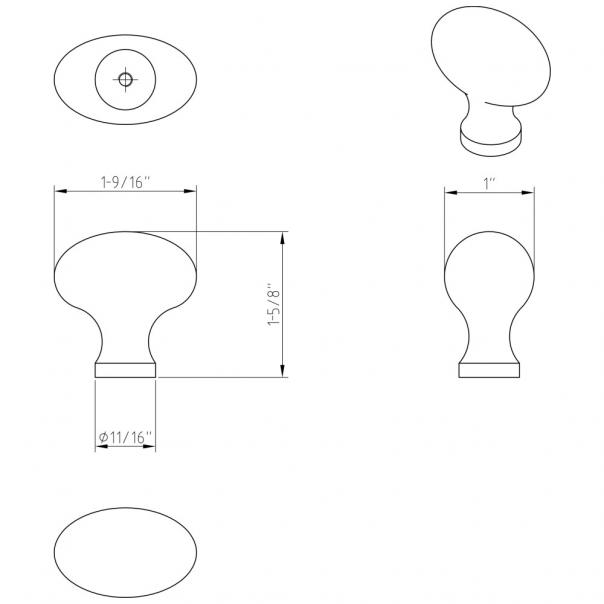 Hardware Resources 3991DBAC Madison 1 9/16" Football Knob, Brushed Oil Rubbed