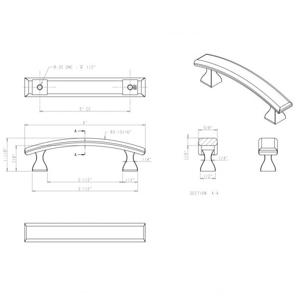 Hardware Resources 449-3DBAC Hadly 3" Center to Center Square Cabinet Pull, Brushed ORB