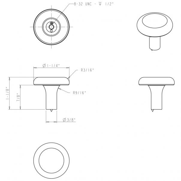 Hardware Resources 511SN Seaver 1 1/4" Round Cabinet Knob, Satin Nickel