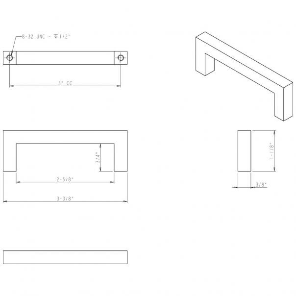 Hardware Resources 625-3MB Stanton 3" Center to Center Square Cabinet Bar Pull, Matte Black