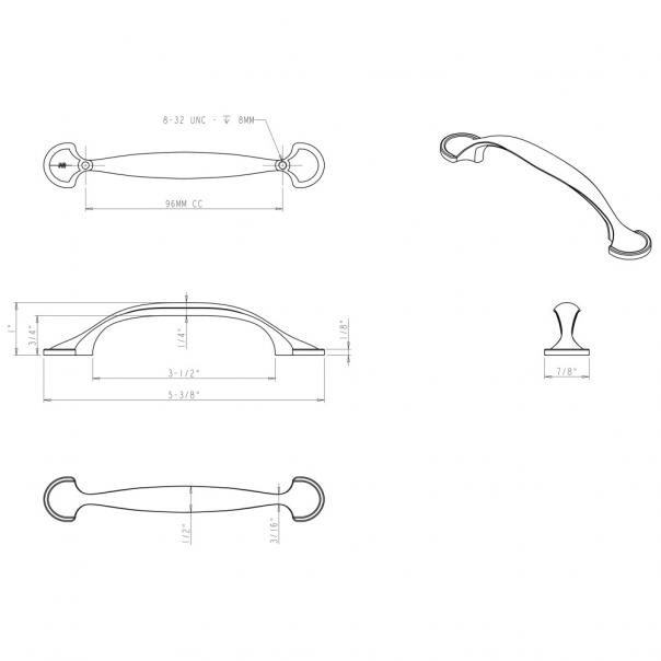 Hardware Resources 647-96SN Watervale 96mm Center to Center Cabinet Pull, Satin Nickel