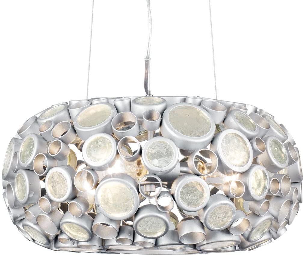 Varaluz Lighting 165C03SMS Fascination 3-Light Donut Pendant, Metallic Silver