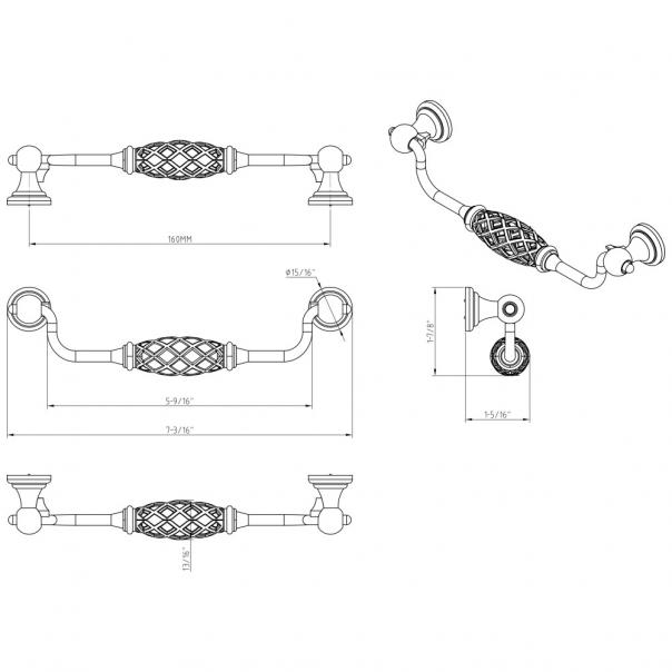 Hardware Resources 749-160DBAC Birdcage Tuscany 160mm Center to Center Drop & Ring Pull