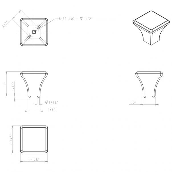 Hardware Resources 972NI Marlo 1 1/8" Square Cabinet Knob, Polished Nickel