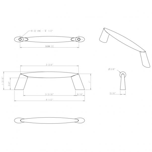 Hardware Resources 988-96SN Zachary 96mm Center to Center Cabinet Pull, Satin Nickel