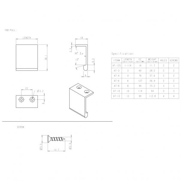 Hardware Resources A500-6MB Edgefield 6" Cabinet Tab Pull, Matte Black