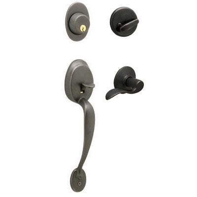 F392PLY716 - Aged Bronze Plymouth Dummy Handleset - Schlage - IN STOCK LIGHTING - Door Hardware