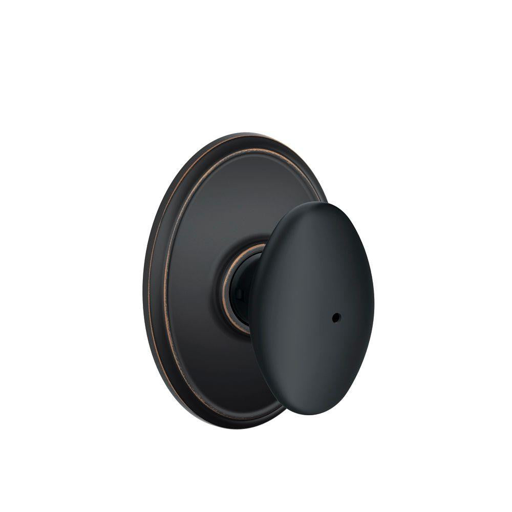 F40SIE716 - Aged Bronze Siena Privacy Knob - Schlage - IN STOCK LIGHTING - Door Hardware