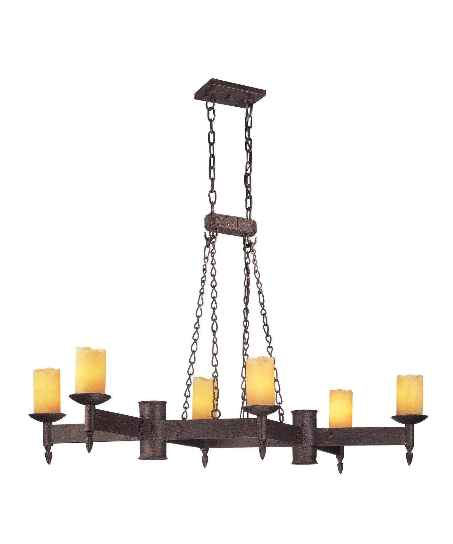 F2586 - Weathered Rust 6 Lt. Academy Island Light - Troy Lighting - IN STOCK LIGHTING - Island Lights