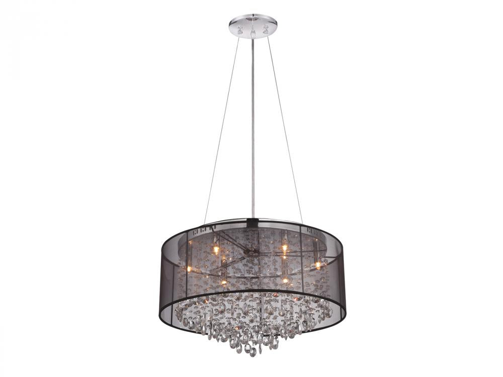 HF1505-BLK - 6LT G9 CRYSTAL BLK CHANDELIER