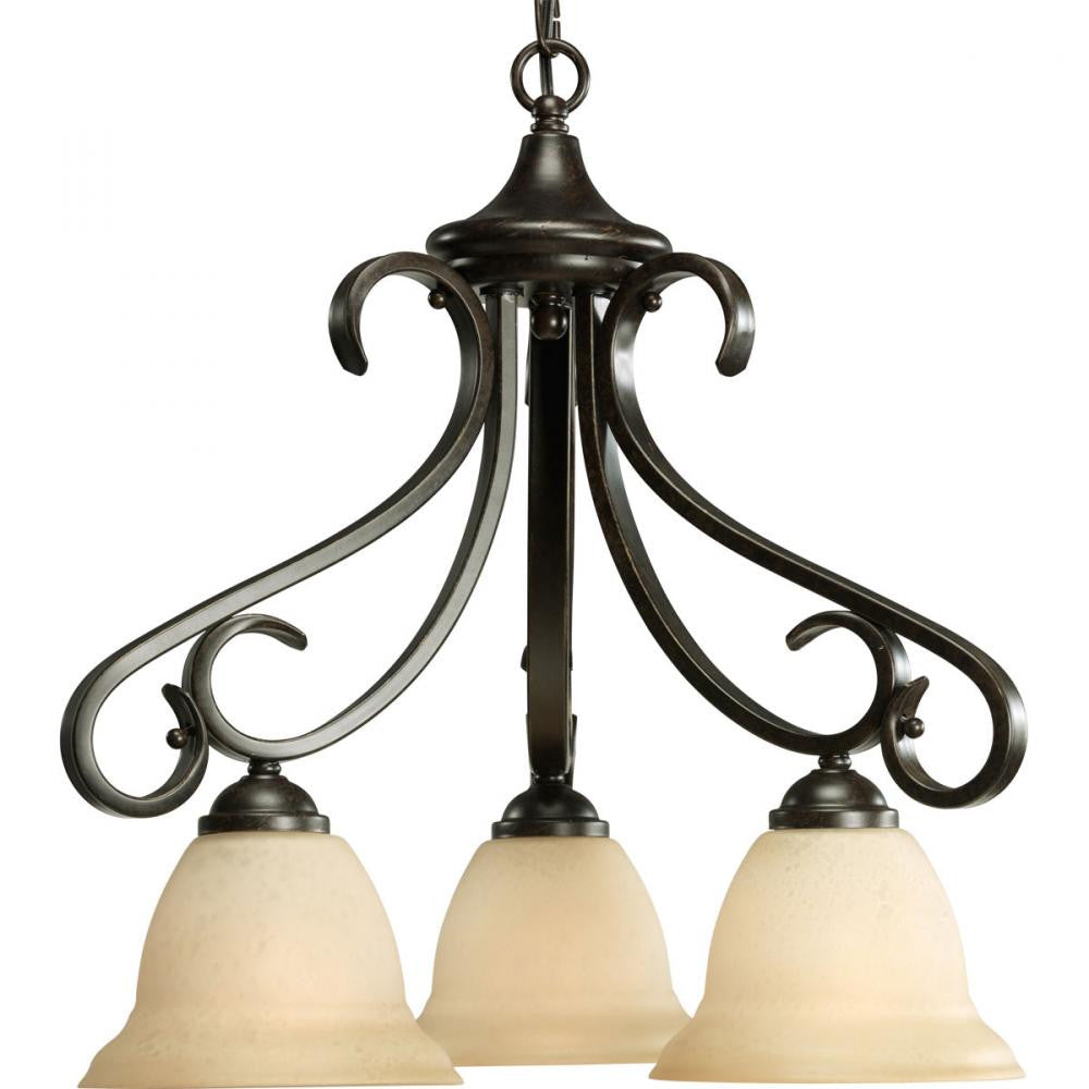 P4405-77 - Forged Bronze 3 Lt. Torino Chandelier - Progress Lighting - IN STOCK LIGHTING - Chandelier