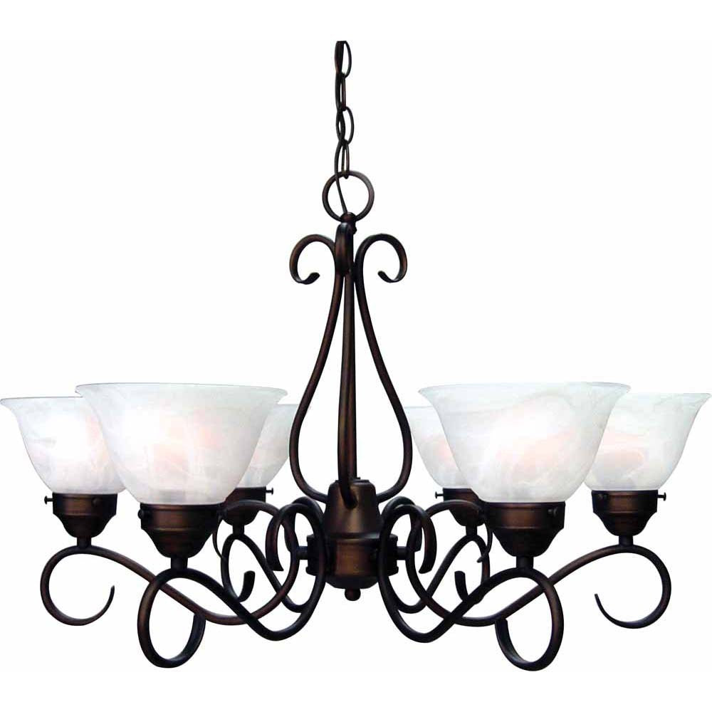 V2446-79 - 6 Light Chandelier, Antique Bronze Finish