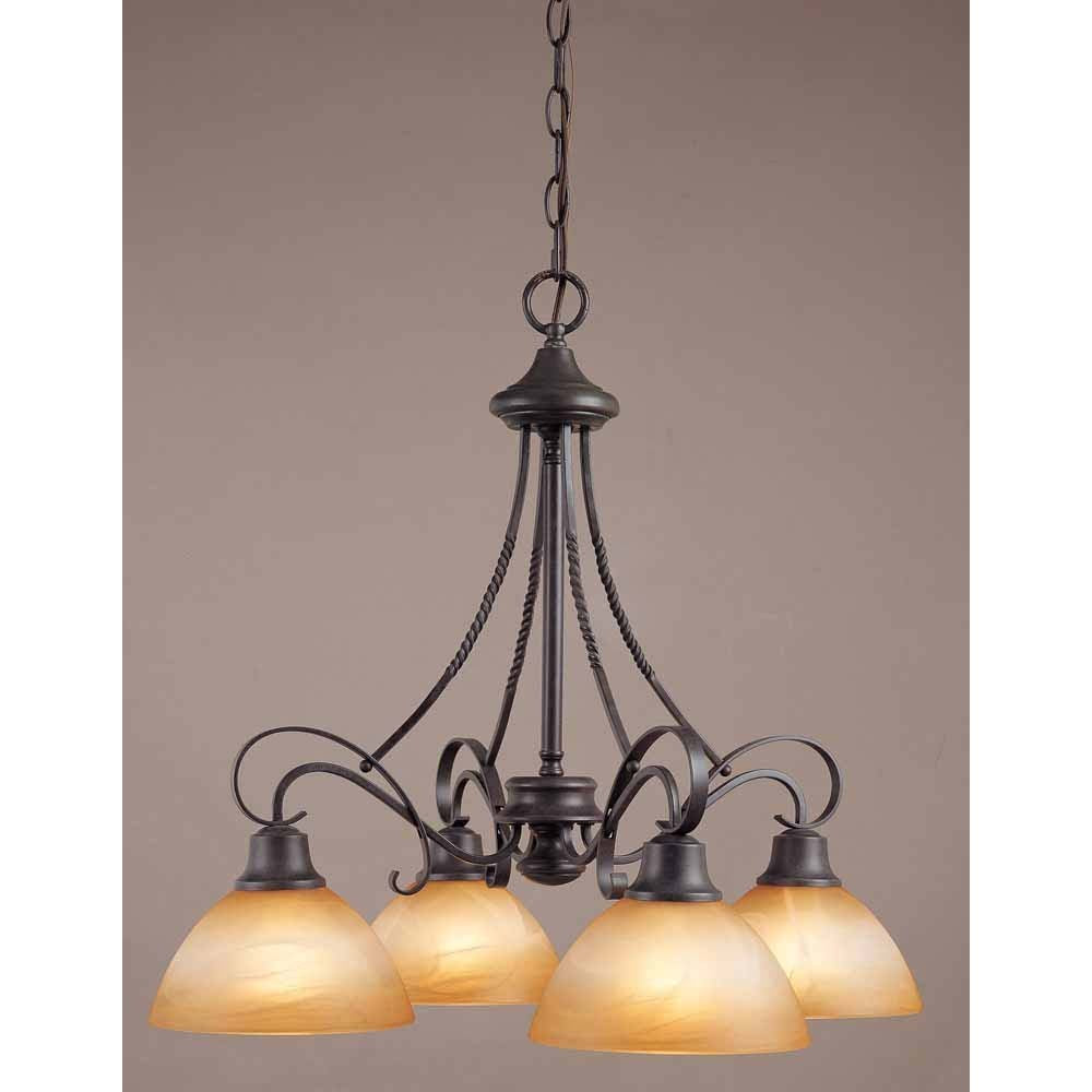 V2644-53 - 4 Light 100W Frontier Iron Finish Chandelier