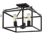 2072-SF BLK - Golden Lighting Wesson 3-Light Semi-Flush Mount in Black
