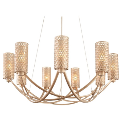 244C09ZG - Varaluz Casablanca 9 Light Gold Steel Chandelier