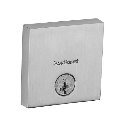 258SQT-15-SMT - Kwikset Satin Nickel Square Single Cylinder Deadbolt