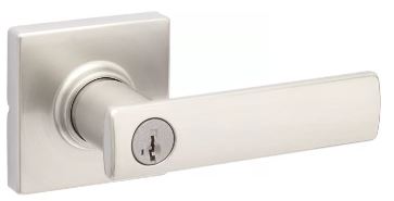 405BRNL-SQT-15-SMT - Kwikset Breton Satin Nickel Square Keyed Entry Door Lever