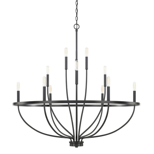 428501MB - Capital Lighting Greyson Matte Black 12 Light Chandelier