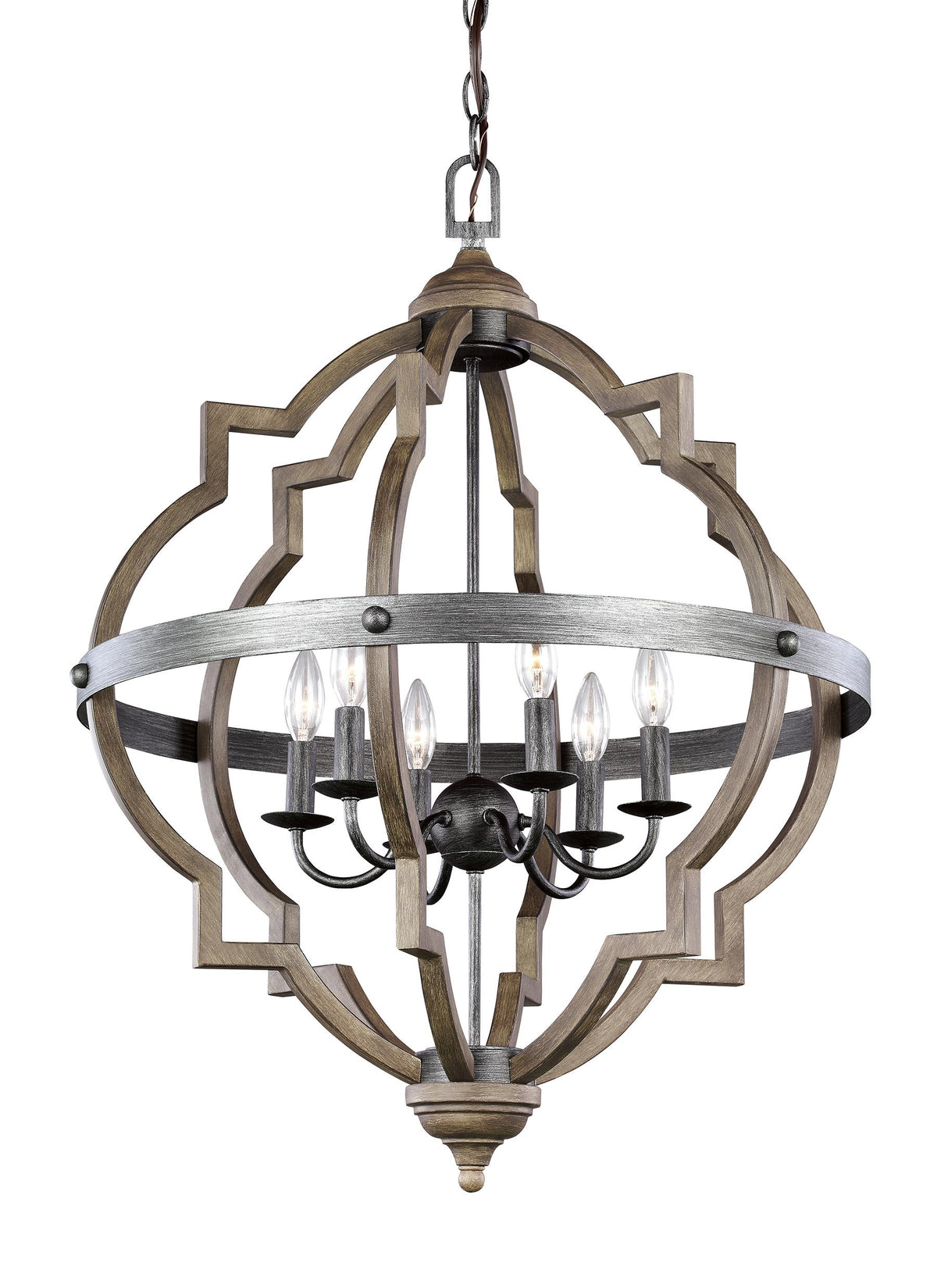 5124906-846 - Seagull Lighting Socorro Cerused Oak 6 Light Chandelier