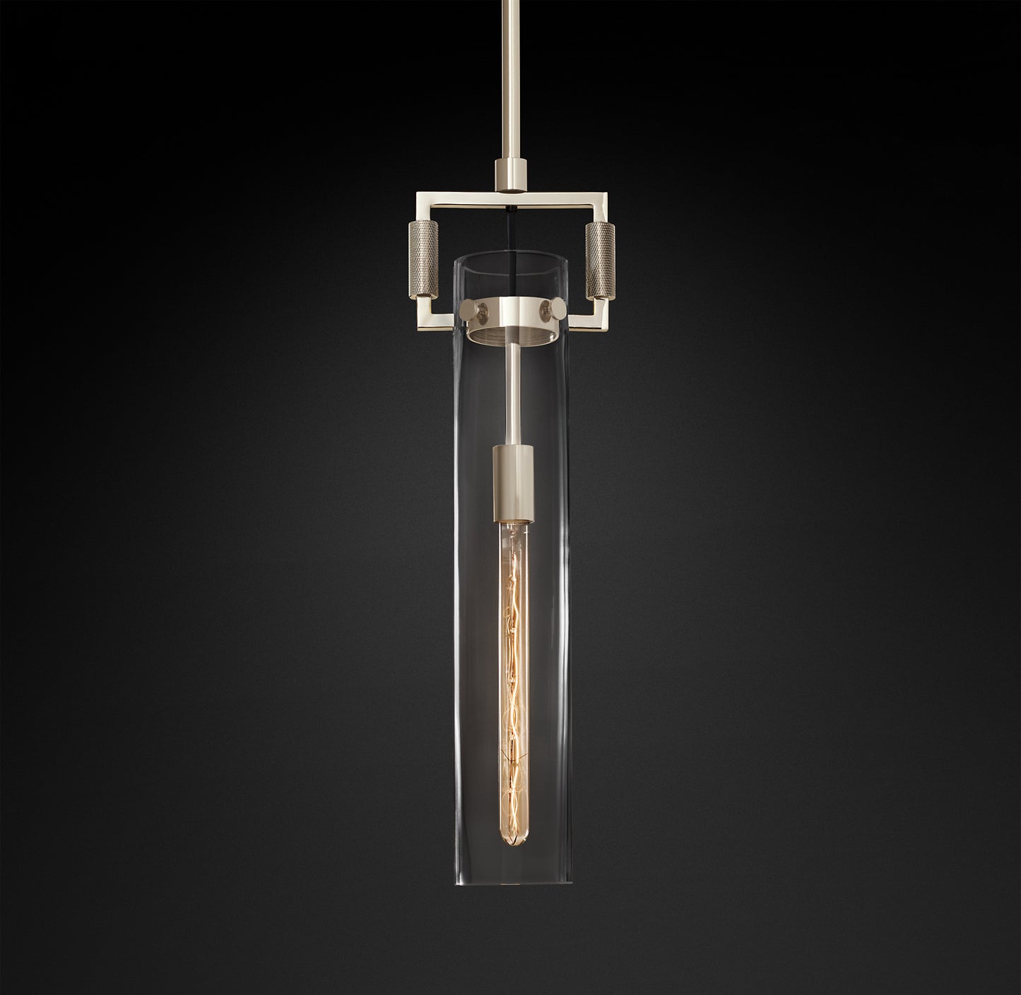 68380022PN MACHINIST GLASS CYLINDER PENDANT 100W E26 120V POLISHED NICKEL PENDANT