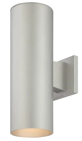 Volume V9635-20 2-Light Indoor/Outdoor Silver Gray Aluminum Cylinder Wall Mount Sconce