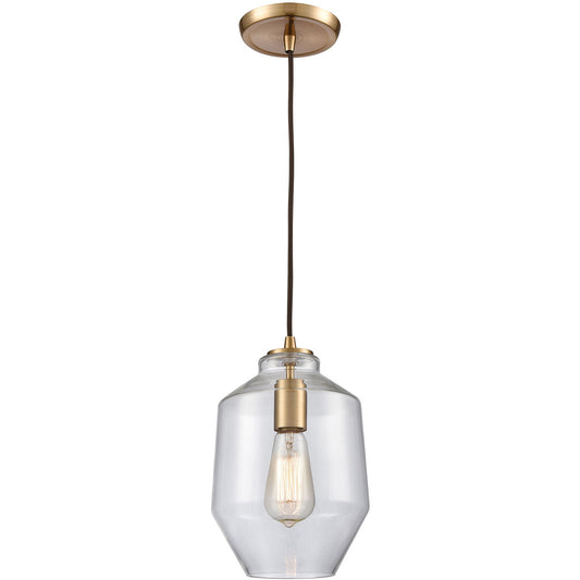 ELK 10900/1 Barrel 1 Light 7 inch Satin Brass Mini Pendant