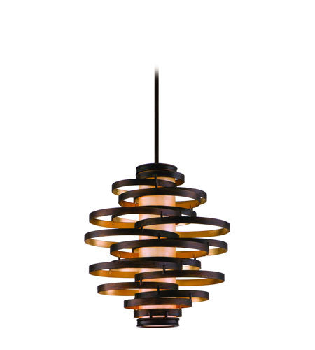 113-43F - Bronze w/ Gold Leaf 3 Lt. Vertigo Pendant - Corbett - IN STOCK LIGHTING - Pendants