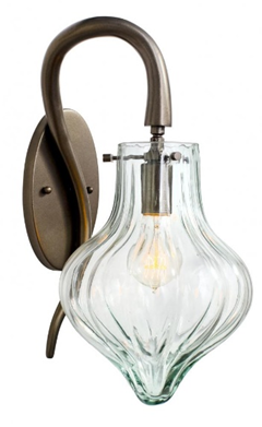 Varaluz Lighting Tusk 1-Light Wall Sconce - New Bronze Finish with Recycled Vintage Glass Shade