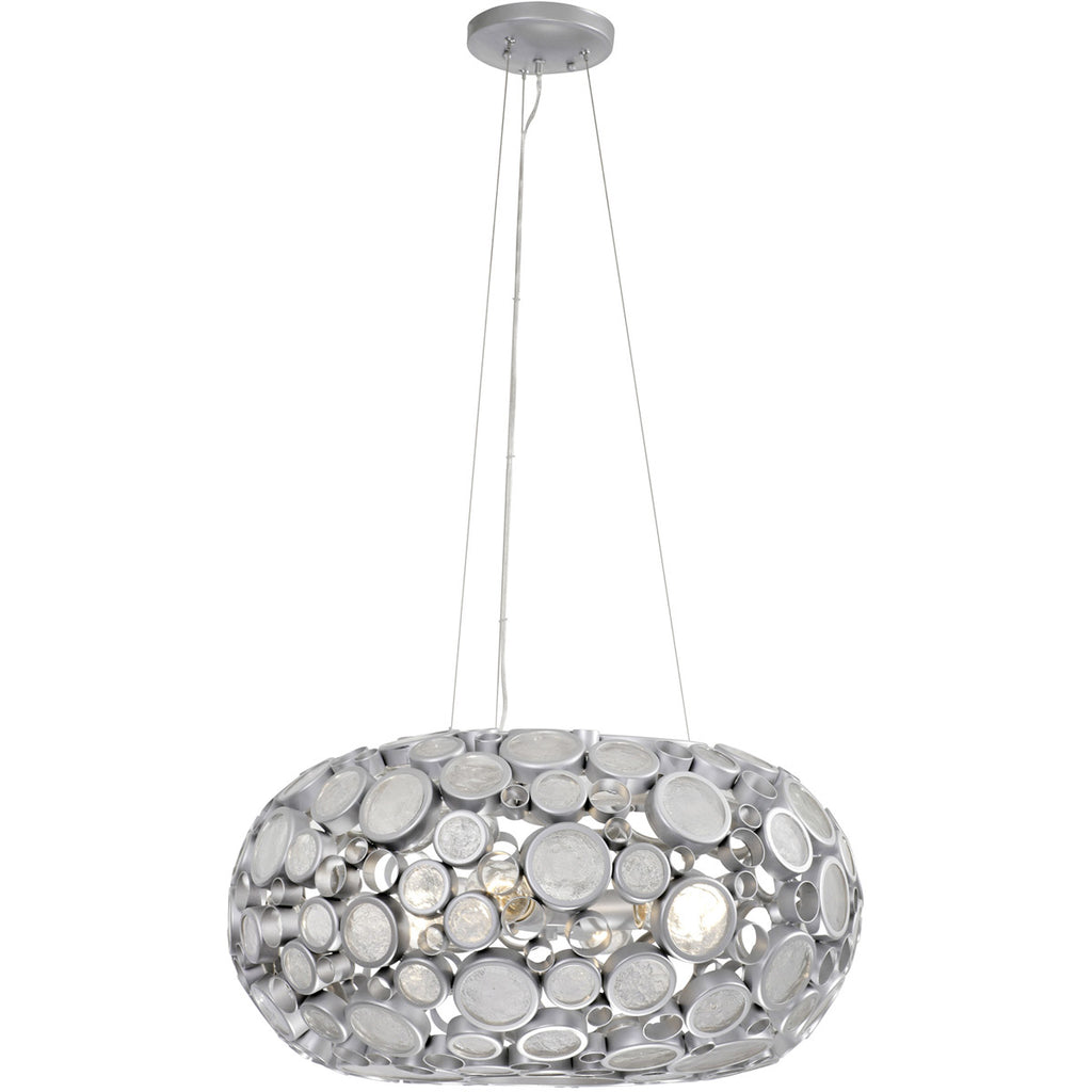 Varaluz 165C04MS Fascination 4 Light 24 inch Donut Pendant, Metallic Silver