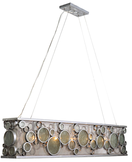Varaluz 165N05NV Fascination 5 Light 48 inch Linear Pendant, Nevada Silver