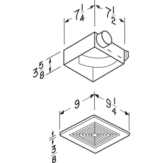 Broan 1670F 50 CFM Ventilation Motor Assembly and Grille Finish, 3.5 Sones
