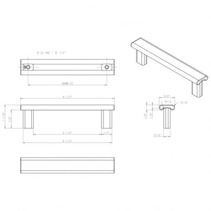 Hardware Resources 183-96SN Park 96mm Center to Center Square Cabinet Pull, Satin Nickel