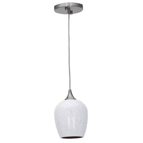 23732 - Brushed Steel 1 Light Christie Mini Pendant with White Glass