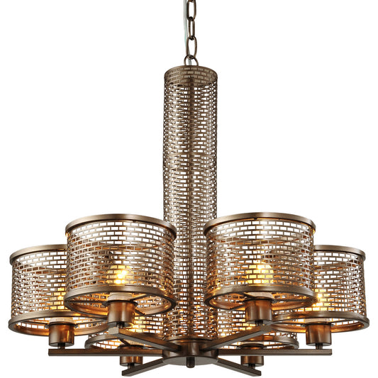 Varaluz 231C06NB Lit-Mesh Test 6 Light 26 inch Chandelier, New Bronze