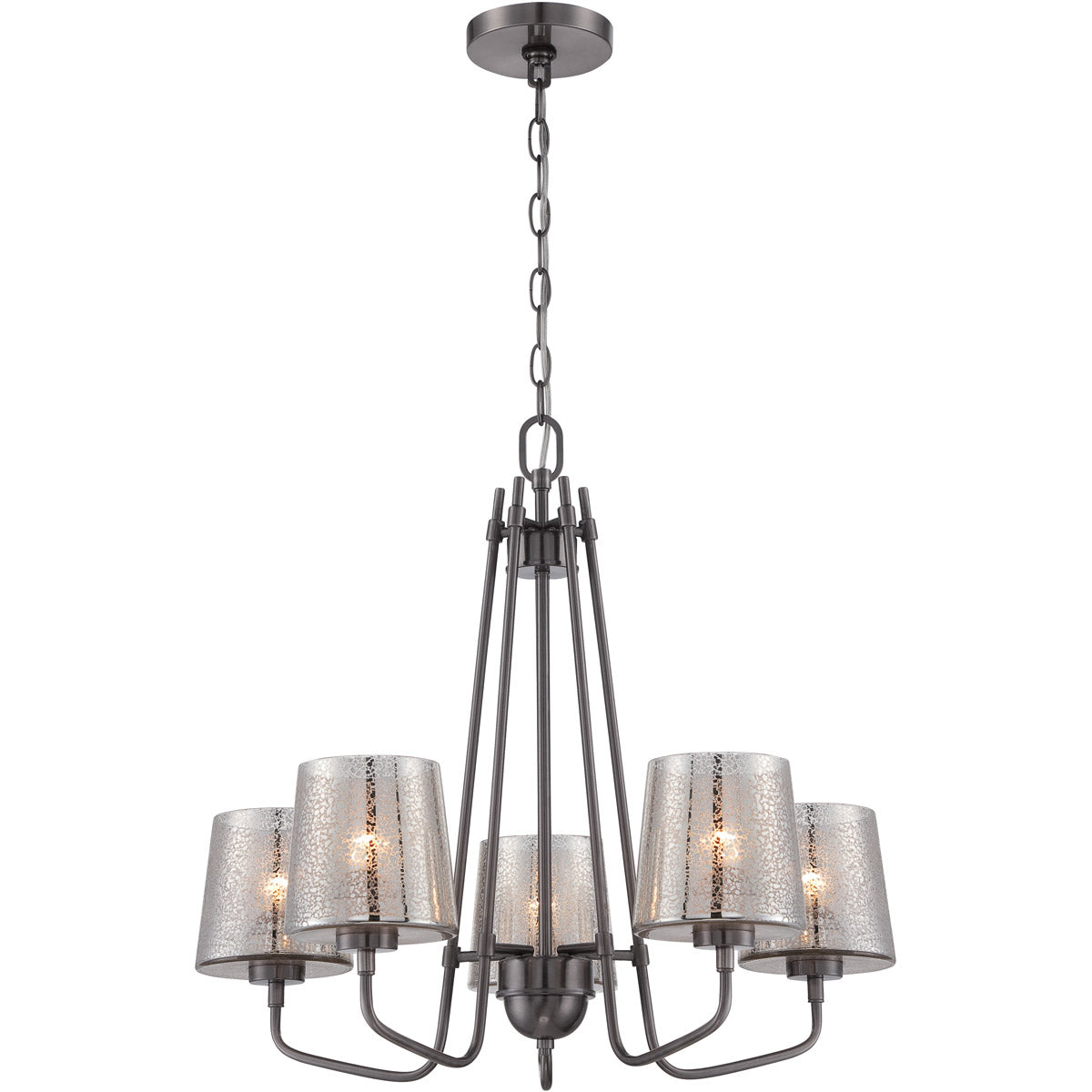 Varaluz 253C05BC Meridian 5 Light 24 inch Chandelier, Black Chrome