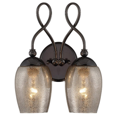 Varaluz Lighting 256K02BC Emma 2-Light Wall Sconce - Black Chrome Finish with Mercury Glass Shade