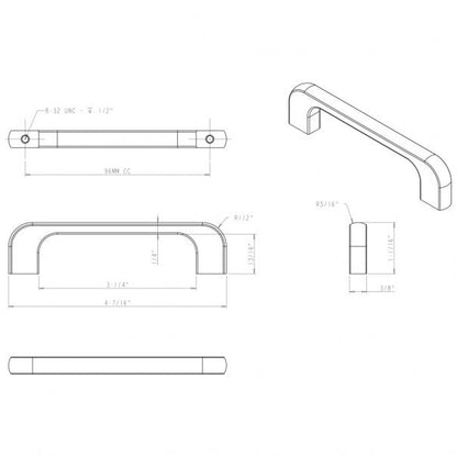 Hardware Resources 264-96SN Alvar 96mm Center to Center Cabinet Pull, Satin Nickel