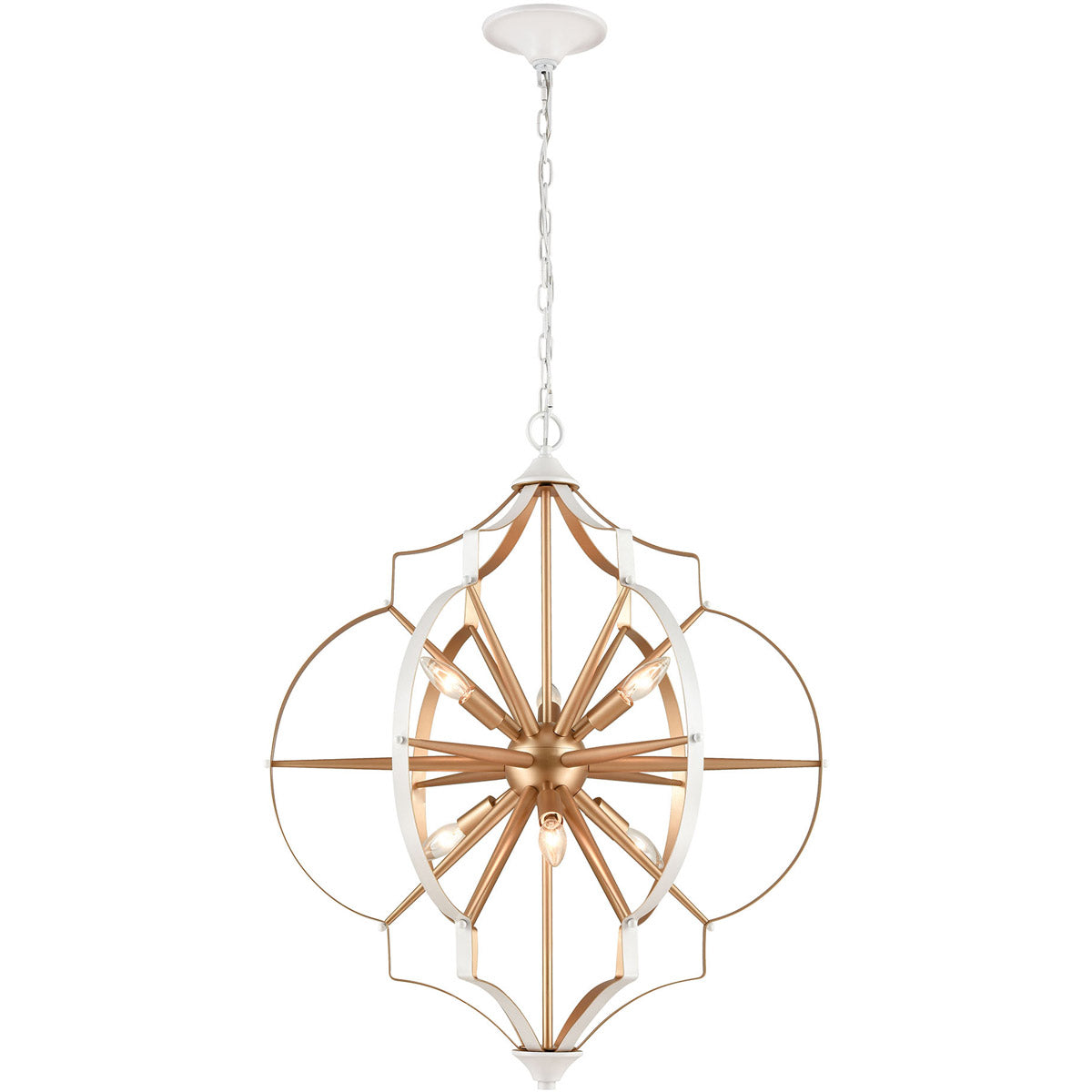 ELK 33396/6 Laguna Beach 26 inch Chandelier, Gold/White