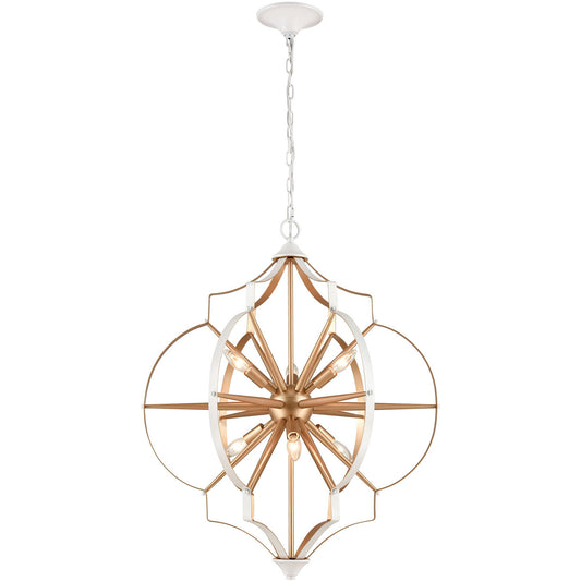 ELK 33396/6 Laguna Beach 26 inch Chandelier, Gold/White
