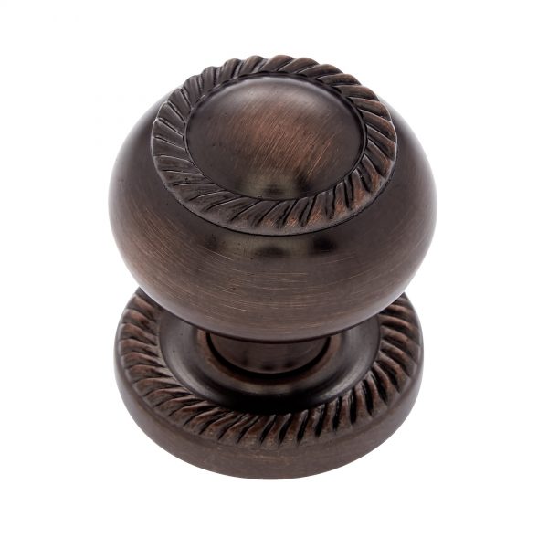 JVJ Hardware 34512 Classic 1 1/4" Rope Knob w/ Back Plate, Old World Bronze