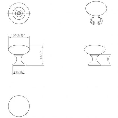 Hardware Resources 3910ORB Madison 1 3/16" Mushroom Knob, Dark Bronze