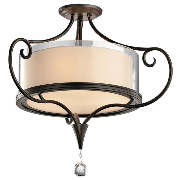 Kichler 42866SWZ Lara 2 Light 21 inch Semi-Flush, Shadow Bronze