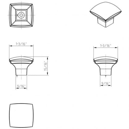Hardware Resources 431BNBDL Sonoma 1 3/16" Square Cabinet Knob, Brushed Pewter