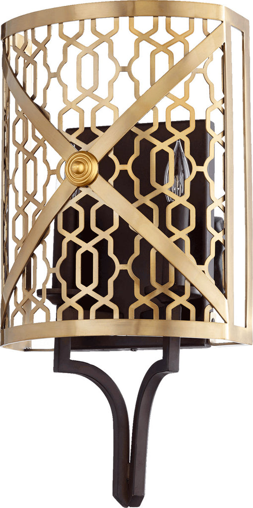 Quorum 540-80 Renzo 2 Light 9 inch Aged Brass and Oiled Bronze Wall Sconce