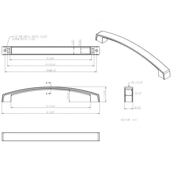 Hardware Resources 549-160SN Merrick 160mm Center to Center Cabinet Pull, SN