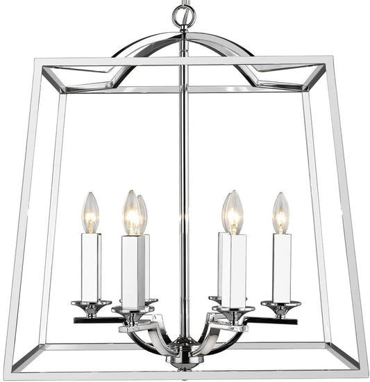 Golden Lighting 3074-6P CH Athena Foyer - Caged, Chrome